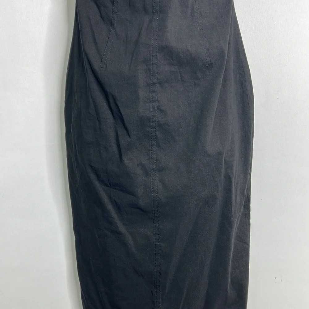 A.L.C Nora off shoulder linen ruffle ruched mid-calf little black dress - Picture 4 of 13